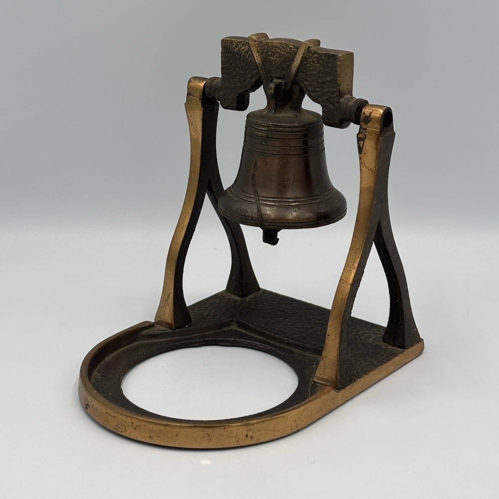 ANTIQUE Johnson Bronze Novelty  Cast Bronze Library Bell Ashtray‎ New Castle Pa.